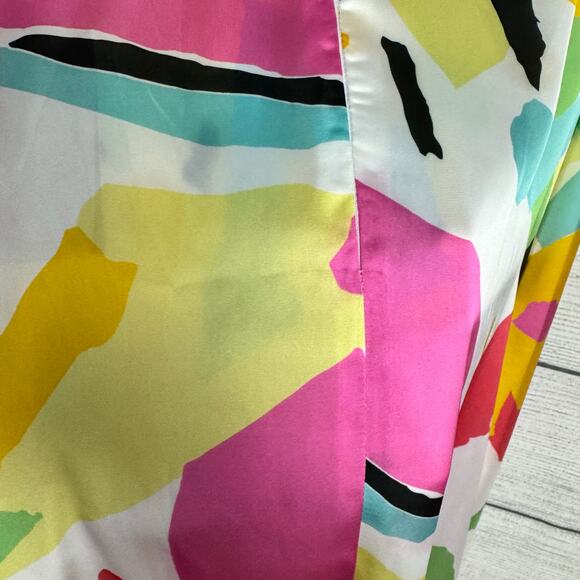 Roses Are Red Women's Colorful Satin Printed Lightweight Midi Skirt Size Large - Picture 8 of 11